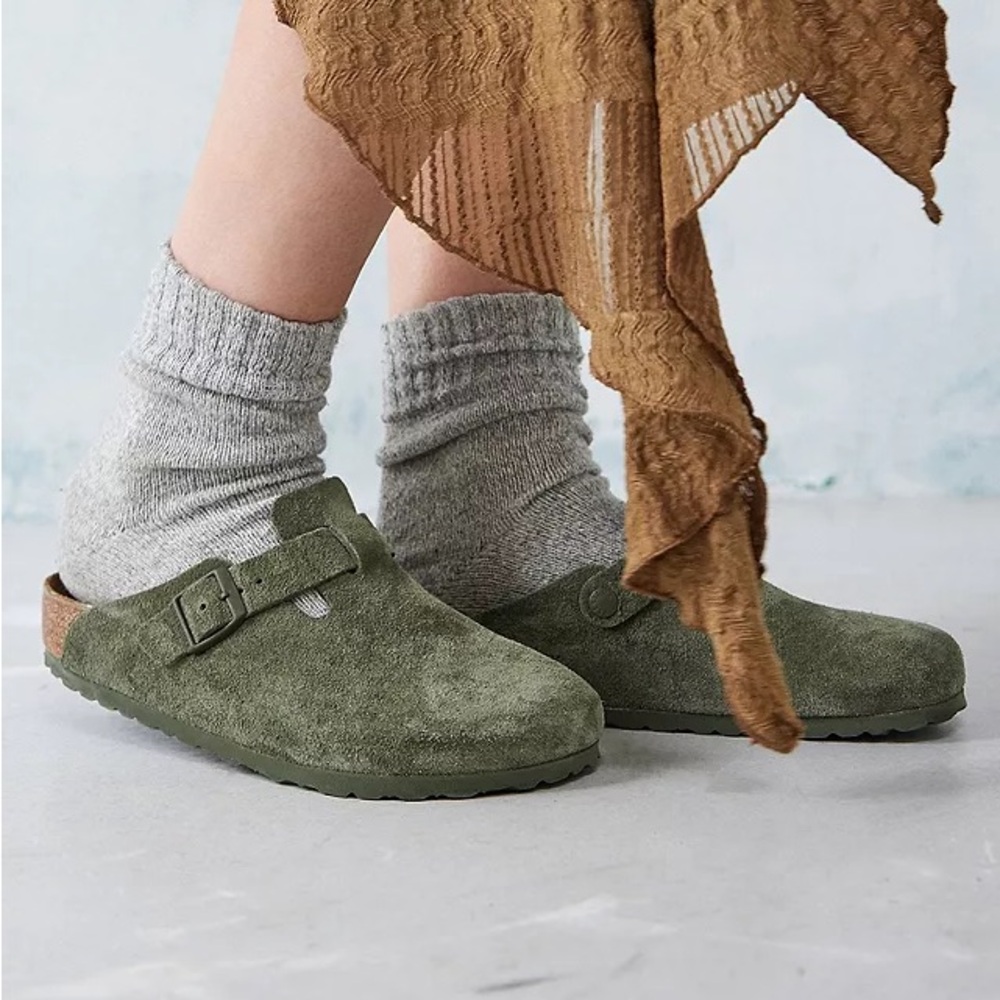 New Birkenstock Olive Green Suede Mules